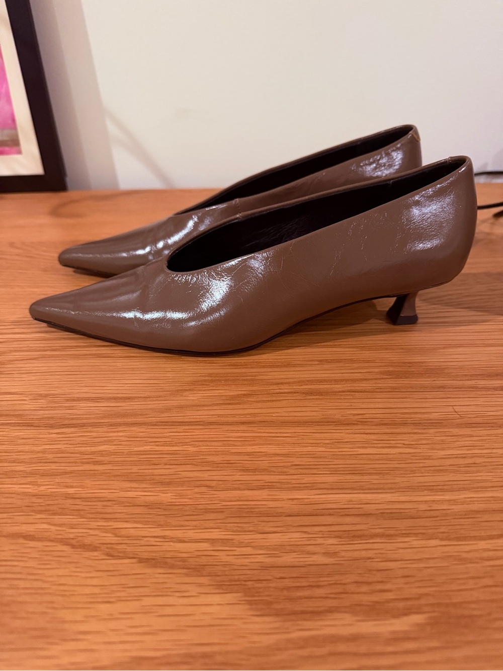 Tony Bianco Brown Patent Leather Kitten Heel Glove Pump